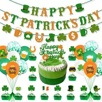 улица. Украшения ко Дню Святого Патрика, баннеры, гирлянды, подвесные завитки, ирландский декор для дома, товары для вечеринки в честь Святого Патрика One Size