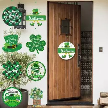 улица. Украшения ко Дню Святого Патрика Добро пожаловать дверной знак Дверные украшения Украшения ко Дню Святого Патрика One Size