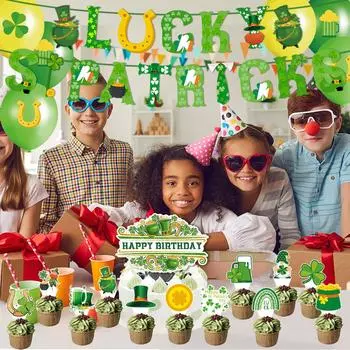 улица. Украшения ко Дню Святого Патрика Ирландский клевер латексные шары украшение на торт Баннер ко Дню Святого Патрика Декор Ирландского фестиваля