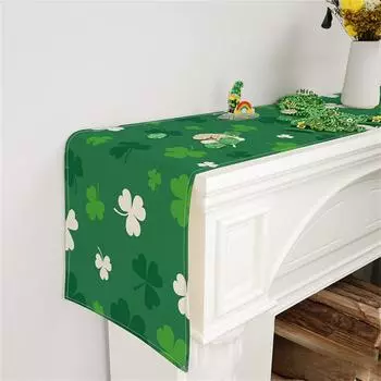 улица. Зеленый печатный баннер Paul s Table Banner Home Living Room Cabinet Decoration Tablecloth Mat Tea Flag Cross Border Festival Tablecloth One Size