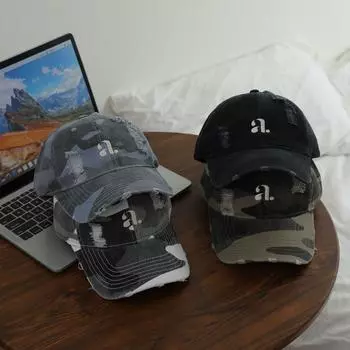 Уличная большая окружность головы, потертая старая бейсболка с дырками, женская весенне-летняя защита от солнца, универсальная кепка, показывающая лицо, маленькая мужская кепка, прилив M56-58cm чёрный