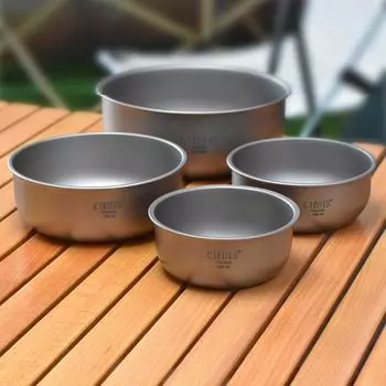 Уличная чаша из чистого титана, тарелка, одинарная толстая салатница, легкая переноска, кемпинг, пикник, большая миска, миска для риса, миска для супа 400ml