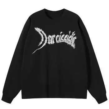 Уличная черная футболка из хлопка унисекс, топы, футболки, футболка с длинными рукавами M чёрный