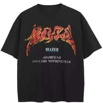 Уличная черная футболка с большими буквами и графикой, хлопковые топы унисекс, футболки, летняя футболка с короткими рукавами M чёрный