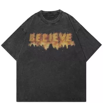 Уличная черная футболка с буквами и графикой, хлопковые топы унисекс, футболки, летняя футболка с короткими рукавами S чёрный