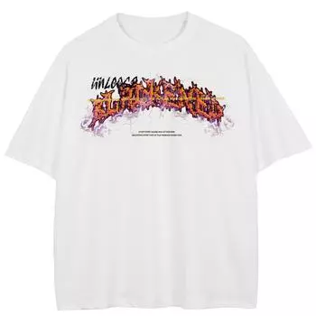 Уличная черная футболка с буквами и рисунком, хлопковые топы унисекс, футболки, летняя футболка с короткими рукавами M белый