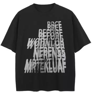 Уличная черная футболка с буквами и рисунком, хлопковые топы унисекс, футболки, летняя футболка с короткими рукавами M чёрный