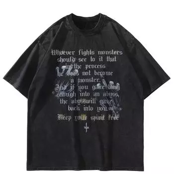 Уличная черная футболка с буквами и рисунком, хлопковые топы унисекс, футболки, летняя футболка с короткими рукавами S чёрный