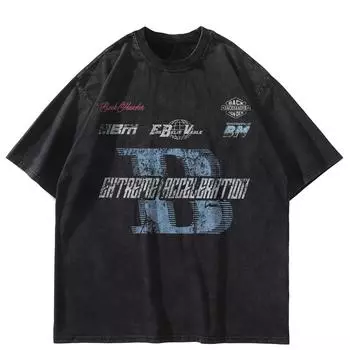 Уличная черная футболка с буквами и рисунком, хлопковые топы унисекс, футболки, летняя футболка с короткими рукавами S чёрный