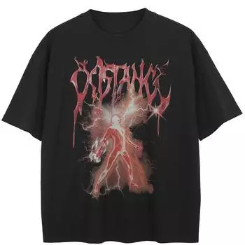 Уличная черная футболка с пламенным рисунком, хлопковые топы унисекс, футболки, летняя футболка с короткими рукавами M чёрный