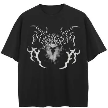 Уличная черная футболка с рисунком эльфа, хлопковые топы унисекс, футболки, летняя футболка с короткими рукавами M чёрный