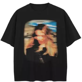 Уличная черная футболка с рисунком Vague Girl, хлопковые топы унисекс, футболки, летняя футболка с короткими рукавами M чёрный