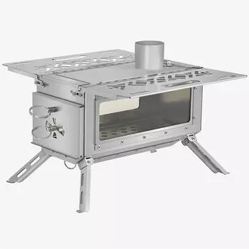 Уличная дровяная печь, переносная костровая яма для кемпинга со стеклянным окном, экономящая место, идеальный дымоход серебряный