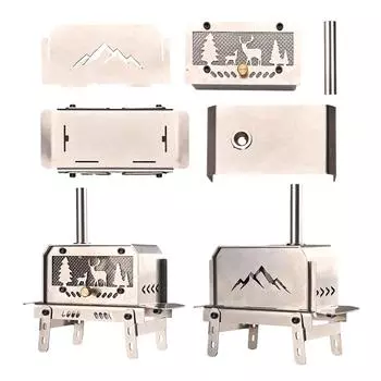 Уличная дровяная печь с дымоходом, угольная печь из нержавеющей стали, держатель для ароматерапии, дровяная печь для кемпинга, походов, барбекю белый