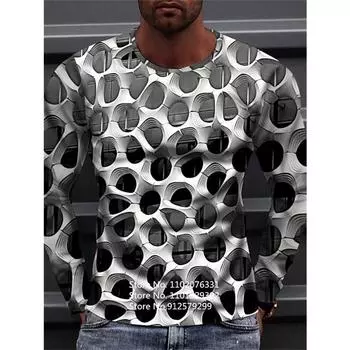 Уличная европейская и американская летняя хип-хоп мужская 3D футболка Vertigo Printing с длинным рукавом повседневная модная спортивная рубашка S