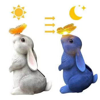 Уличная фигурка кошки/кролика/собаки, садовый светодиодный солнечный светильник, креативные скульптуры животных, декор для ландшафтного двора, патио, газона, орнамент Cat