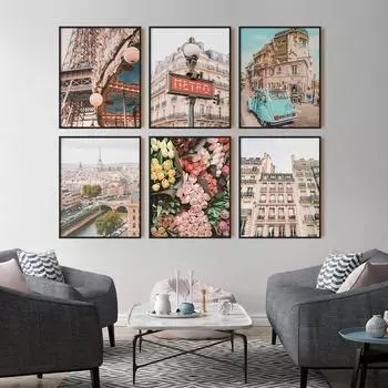 Уличная фотография Парижа, настенная живопись на холсте, путешествия, городские постеры, романтические розы, принты с любовью, фотографии для спальни, домашний декор 21*30cm