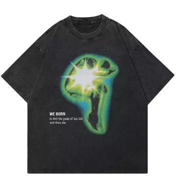 Уличная футболка 2024 с абстрактным принтом человеческого тела S чёрный