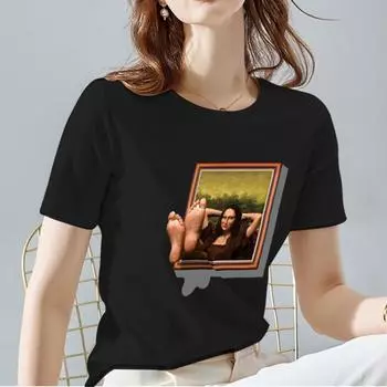 Уличная футболка, черная женская повседневная футболка с короткими рукавами, универсальная, тонкая, трендовая, с 3D рисунком вращения, женские топы с круглым вырезом, пригородная одежда M