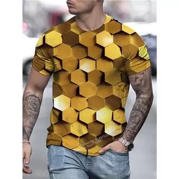 Уличная футболка Harajuku с 3D принтом, забавные повседневные топы в стиле хип-хоп с короткими рукавами для мужчин и женщин S бежевый