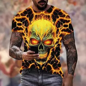 Уличная футболка с 3D принтом букв, летняя мужская одежда с мультяшным рисунком, топы с круглым вырезом, повседневные футболки с короткими рукавами S