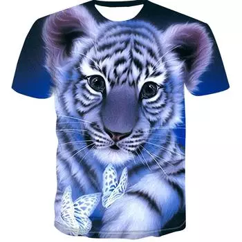 Уличная футболка с 3D животными, мужские футболки с 3D принтом тигра, забавные мужские повседневные футболки в стиле хип-хоп с короткими рукавами, летний топ S