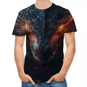 Уличная футболка с 3D животными, мужские футболки с 3D принтом, забавные мужские повседневные футболки в стиле хип-хоп с короткими рукавами, летний топ S