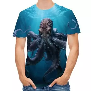 Уличная футболка с 3D животными, мужские футболки с 3D принтом, забавные мужские повседневные футболки в стиле хип-хоп с короткими рукавами, летний топ S