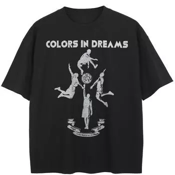 Уличная футболка с абстрактным искусством и графикой, хлопковые топы унисекс, футболки, летняя футболка с короткими рукавами M чёрный