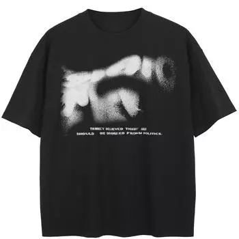 Уличная футболка с большими буквами и графикой, хлопковые топы унисекс, футболки, летняя футболка с короткими рукавами M чёрный