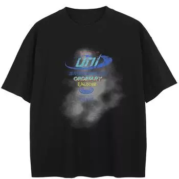 Уличная футболка с буквами и графикой, хлопковые топы унисекс, футболки, летняя футболка с короткими рукавами M чёрный