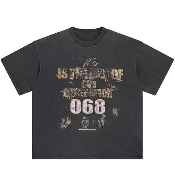 Уличная футболка с буквами и рисунком, хлопковая промытая черная футболка, топы унисекс, футболки, летняя футболка с короткими рукавами S чёрный