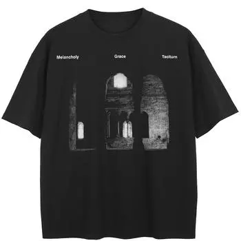 Уличная футболка с буквенным рисунком, черная футболка, хлопковые топы унисекс, футболки, летняя футболка с короткими рукавами M чёрный