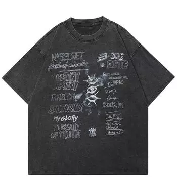 Уличная футболка с буквенным рисунком, хлопковая черная футболка, топы унисекс, футболки, летняя футболка с короткими рукавами S чёрный