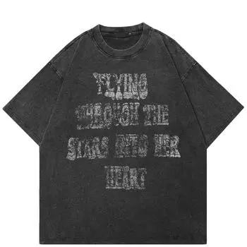 Уличная футболка с буквенным рисунком, хлопковая черная футболка, топы унисекс, футболки, летняя футболка с короткими рукавами S чёрный