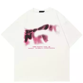 Уличная футболка с граффити и буквами, хлопковая футболка, топы унисекс, футболки, летняя футболка с короткими рукавами S белый