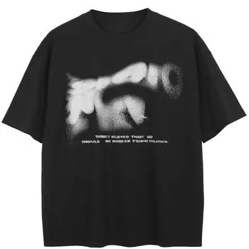 Уличная футболка с граффити и буквами, хлопковые топы унисекс, футболки, летняя футболка с короткими рукавами M чёрный