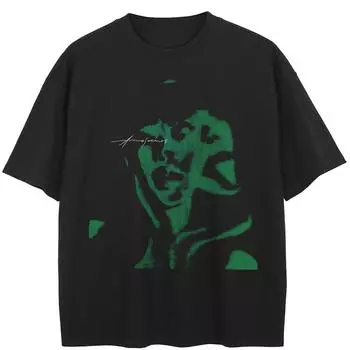 Уличная футболка с изображением потрескавшегося лица, хлопковые топы унисекс, футболки, летняя футболка с короткими рукавами M чёрный