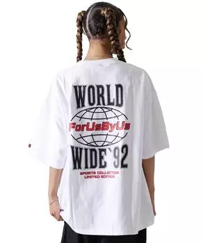 Уличная футболка с коротким рукавом, американская повседневная, свободного покроя, летняя одежда, большой размер, большой силуэт, хип-хоп, круглый вырез, свободная белая [Fub] футболка fam-41708