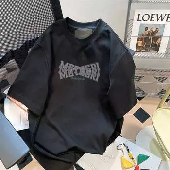 Уличная футболка с принтом букв Phantom для мужчин и женщин, чистый хлопок, летняя модная тенденция в стиле ретро, повседневный удобный топ с короткими рукавами для пар S белый