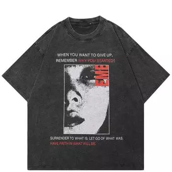 Уличная футболка с принтом на пол-лица, хлопковая черная футболка, топы унисекс, футболки, летние футболки с короткими рукавами S чёрный