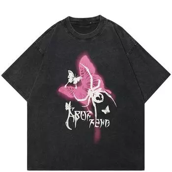 Уличная футболка с принтом «Паук-бабочка» S чёрный