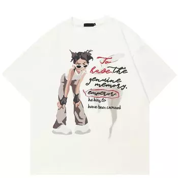 Уличная футболка с рисунком аниме, хлопковая футболка, топы унисекс, футболки, летняя футболка с короткими рукавами S белый