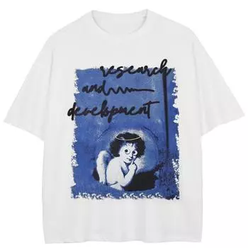 Уличная футболка с рисунком для мальчиков «Ангел», хлопковые топы унисекс, футболки, летняя футболка с короткими рукавами M белый