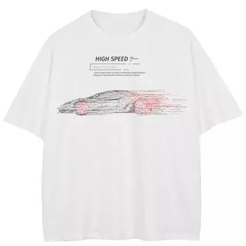 Уличная футболка с рисунком гоночного автомобиля, хлопковые топы унисекс, футболки, летняя футболка с короткими рукавами M белый