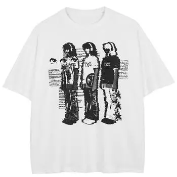 Уличная футболка с рисунком из мультфильма, хлопковые топы унисекс, футболки, летняя футболка с короткими рукавами M белый