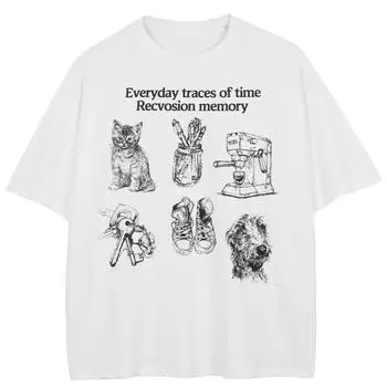 Уличная футболка с рисунком из мультфильма, хлопковые топы унисекс, футболки, летняя футболка с короткими рукавами M белый