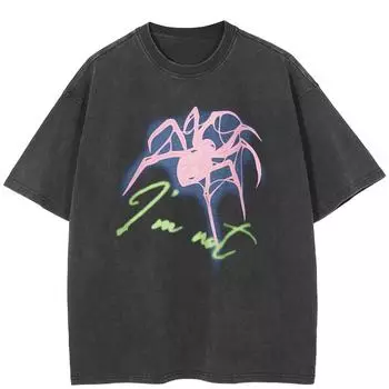 Уличная футболка с рисунком паука, хлопковая черная футболка, топы унисекс, футболки, летняя футболка с короткими рукавами S чёрный