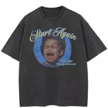 Уличная футболка с рисунком «Плачущий мальчик», хлопковая промытая черная футболка, топы унисекс, футболки, летняя футболка с короткими рукавами S чёрный