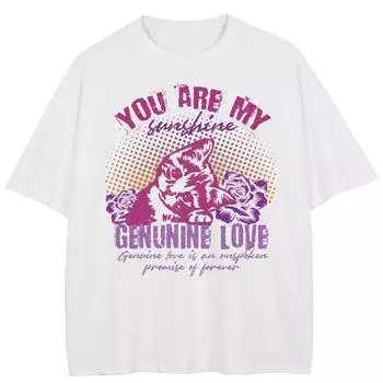 Уличная футболка с рисунком «Прекрасный кот», хлопковые топы унисекс, футболки, летняя футболка с короткими рукавами M белый